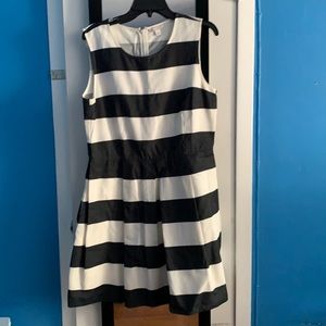 GAP Grey and White striped A-line sleeveless dress